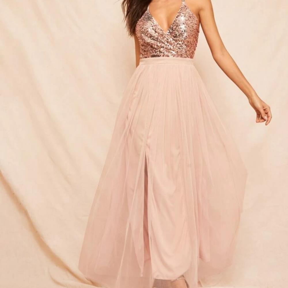 Pink Blush Maxi Bridesmaid Dress size S